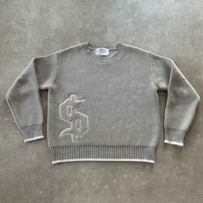 'Buy Happiness' Grey Knit Sweater